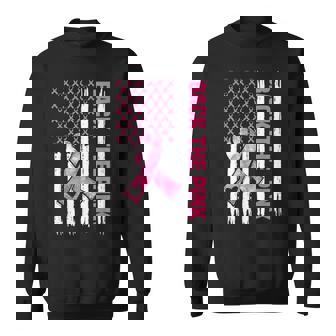 Back The Pink Warrior Flag American Breast Cancer Awareness Breast Cancer Awareness Funny Gifts Sweatshirt | Mazezy