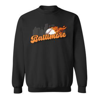 Baltimore Baseball Vintage City Skyline Retro Baseball Lover Sweatshirt - Seseable