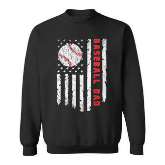 Baseball Dad Usa American Flag Patriotic Dad Fathers Day Sweatshirt | Mazezy