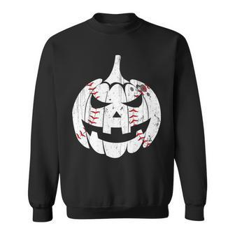 Baseball Player Scary Pumpkin Vintage Costume Halloween Pumpkin Funny Gifts Sweatshirt | Mazezy