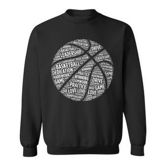 Basketball Motivational Word Cloud Funny Sports Sweatshirt | Mazezy