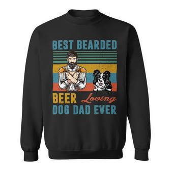 Beer Best Bearded Beer Loving Dog Dad Ever Border Collie Dog Love Sweatshirt - Monsterry