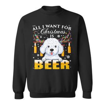 Beer Bichon Frise Reindeer Beer Christmas Ornaments Xmas Lights248 Sweatshirt - Monsterry DE
