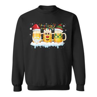 Beer Funny Beer Christmas Mugs Elf Reindeer Santa Xmas Lights54 Sweatshirt - Monsterry DE