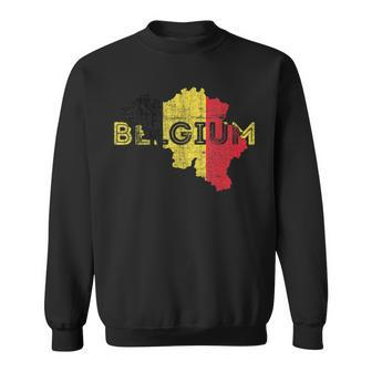 Belgian Map And Flag Souvenir - Distressed Belgium Sweatshirt | Mazezy