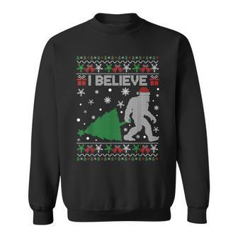 I Believe Big Foot Sasquatch Ugly Christmas Holiday Sweatshirt - Seseable