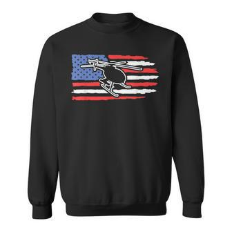 Bell Flight Patriotic Helicopter American Flag Sweatshirt | Mazezy