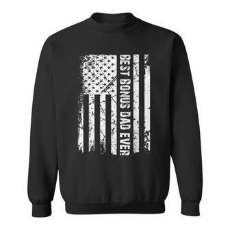 Best Bonus Dad Ever American Flag Father Day Gift Gift For Mens Sweatshirt | Mazezy