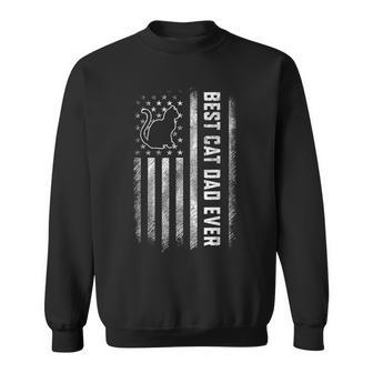 Best Cat Dad Ever American Flag Daddy Fathers Day Vintage Sweatshirt | Mazezy