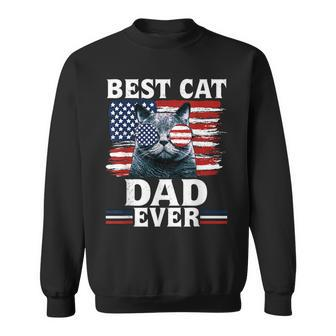 Best Cat Dad Ever American Flag Patriotic 4Th Of July Sweatshirt | Mazezy