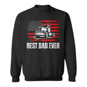 Best Dad Ever American Flag Best Trucker Dad Fathers Day Sweatshirt | Mazezy