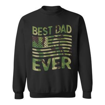 Best Dad Ever Fathers Day Gift American Flag Military Camo Sweatshirt - Seseable