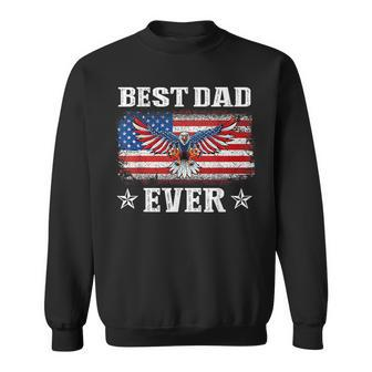 Best Dad Ever With Us American Flag Fathers Day Eagle Sweatshirt - Seseable