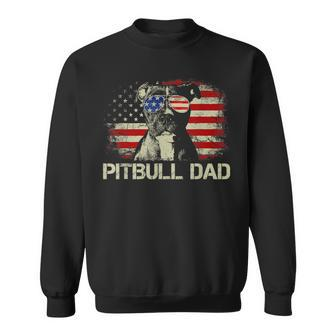 Best Pitbull Dad Ever American Flag 4Th Of July Gift Funny Gifts For Dad Sweatshirt | Mazezy