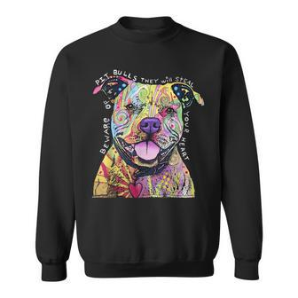 Beware Of Pitbulls They Will Steal Your Heart Pitbull Lovers Sweatshirt | Mazezy