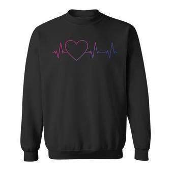 Bi Heartbeat - Bisexual Pride Flag Ecg Pulse Line Sweatshirt | Mazezy