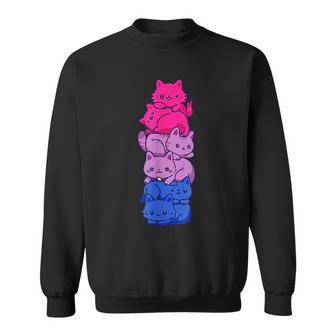 Bi Pride Cat Lgbt Bisexual Flag Cute Kawaii Cats Pile Gift Sweatshirt | Mazezy