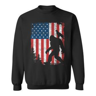 Bigfoot 4Th Of July Bald Eagle American Usa Flag Patriotic Sweatshirt - Seseable