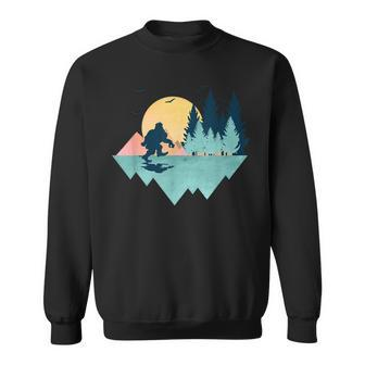 Bigfoot Abstract Mountain Geometry Sasquatch Believer Sweatshirt - Monsterry UK