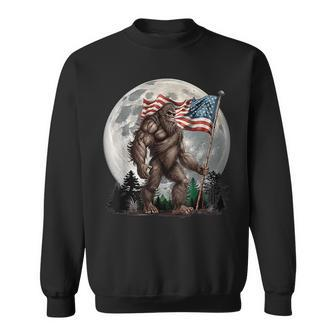 Bigfoot Sasquatch - American Flag Full Moon Patriotics Sweatshirt - Seseable