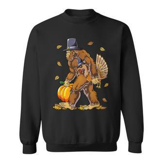 Bigfoot Turkey Pumpkin Thanksgiving Day Boys Men Sweatshirt - Monsterry