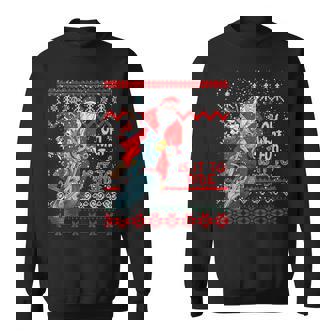 Biker Santa Motorcycle Ugly Christmas Sweater Sweatshirt - Monsterry
