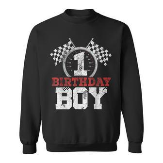 Birthday Boy 1 One Race Car 1St Birthday Racing Car Driver Sweatshirt - Seseable