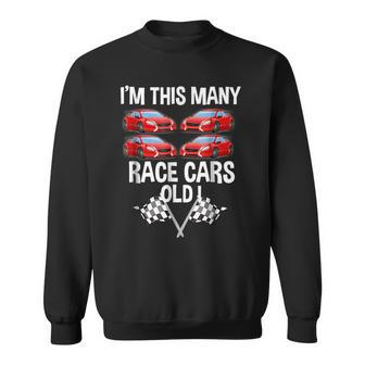 Birthday For Boys 4 Im This Many Race Cars Old Cars Funny Gifts Sweatshirt | Mazezy