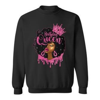 Birthday Queen Pink Afro Hair African American Black Sweatshirt - Monsterry DE