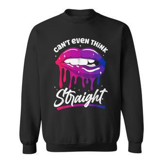 Bisexual Bi Pride Flag Mouth Cant Even Think Straight Sweatshirt | Mazezy