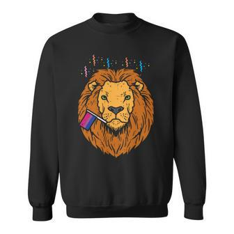 Bisexual Flag Lion Lgbt Pride Month Bi Pride Stuff Animal Sweatshirt | Mazezy