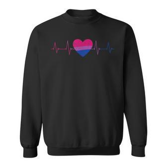 Bisexual Heartbeat - Bi Flag Ekg Pulse Line Lgbt Pride Sweatshirt | Mazezy