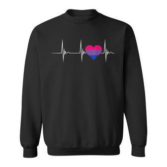 Bisexual Pride Heartbeat Ekg Pulse Heart Bisexual Flag Sweatshirt | Mazezy