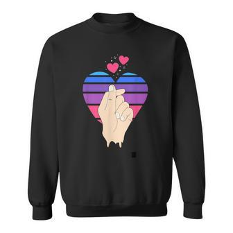 Bisexual Pride Stuff K-Pop Finger Heart Lgbt Korean Kpop Sweatshirt | Mazezy