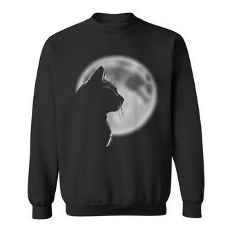 Black Cat In Front Of The Full Moon Sweatshirt - Monsterry CA