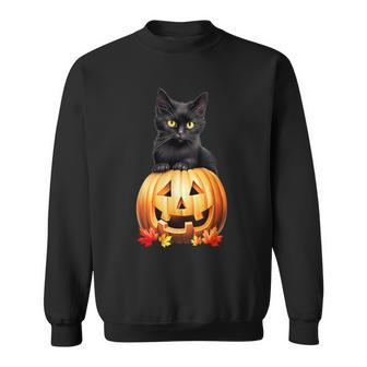 Black Cat Halloween Pumpkin Costume Sweatshirt - Monsterry AU