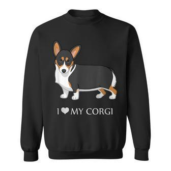 Black Tricolor I Love My Pembroke Corgi Dog Lovers Sweatshirt | Mazezy