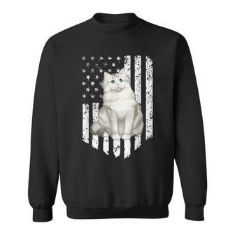 Black White American Flag Ragamuffin 4Th Of July Cat Sweatshirt | Mazezy