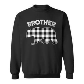 Black And White Buffalo Plaid Brother Bear Christmas Pajama Sweatshirt - Seseable