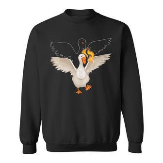 Black White Goose | Goodness Evil | Angel Devil Sweatshirt | Mazezy