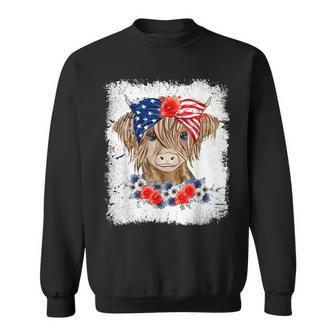 Bleached 4Th Of July Long Haired Calf Usa Patriotic Cow_1 Sweatshirt - Monsterry CA