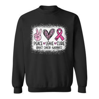 Bleached Peace Love Cure Leopard Breast Cancer Awareness Sweatshirt