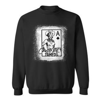 Bleached Western Cowgirl Cant Be Tamed Racing Rodeo Mom Sweatshirt | Mazezy