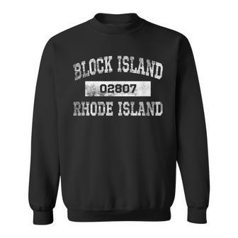 Block Island Rhode Island T 02807 Zip Code Distressed Sweatshirt | Mazezy