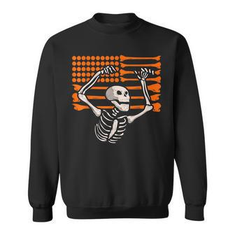 Bones And Pumpkins American Flag Skeleton Halloween Costume Halloween Funny Gifts Sweatshirt | Mazezy