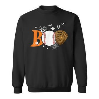 Boo Baseball Halloween Player Catcher Pitcher Spooky Season Sweatshirt - Thegiftio UK