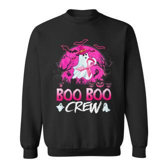 Boo Boo Crew Halloween Ghost Ribbon Breast Cancer Awareness Sweatshirt | Mazezy