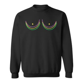 Boob Mardi Gras Funny Beads Boobs Outline Gifts Boob Funny Gifts Sweatshirt | Mazezy CA