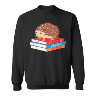 Book Nerd Funny Hedgehog Reading Lover Gift Idea Reading Funny Designs Funny Gifts Sweatshirt | Mazezy