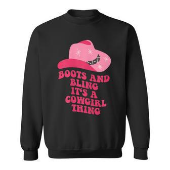 Boots And Bling Its A Cowgirl Thing Preppy Cowgirl Costume Sweatshirt | Mazezy